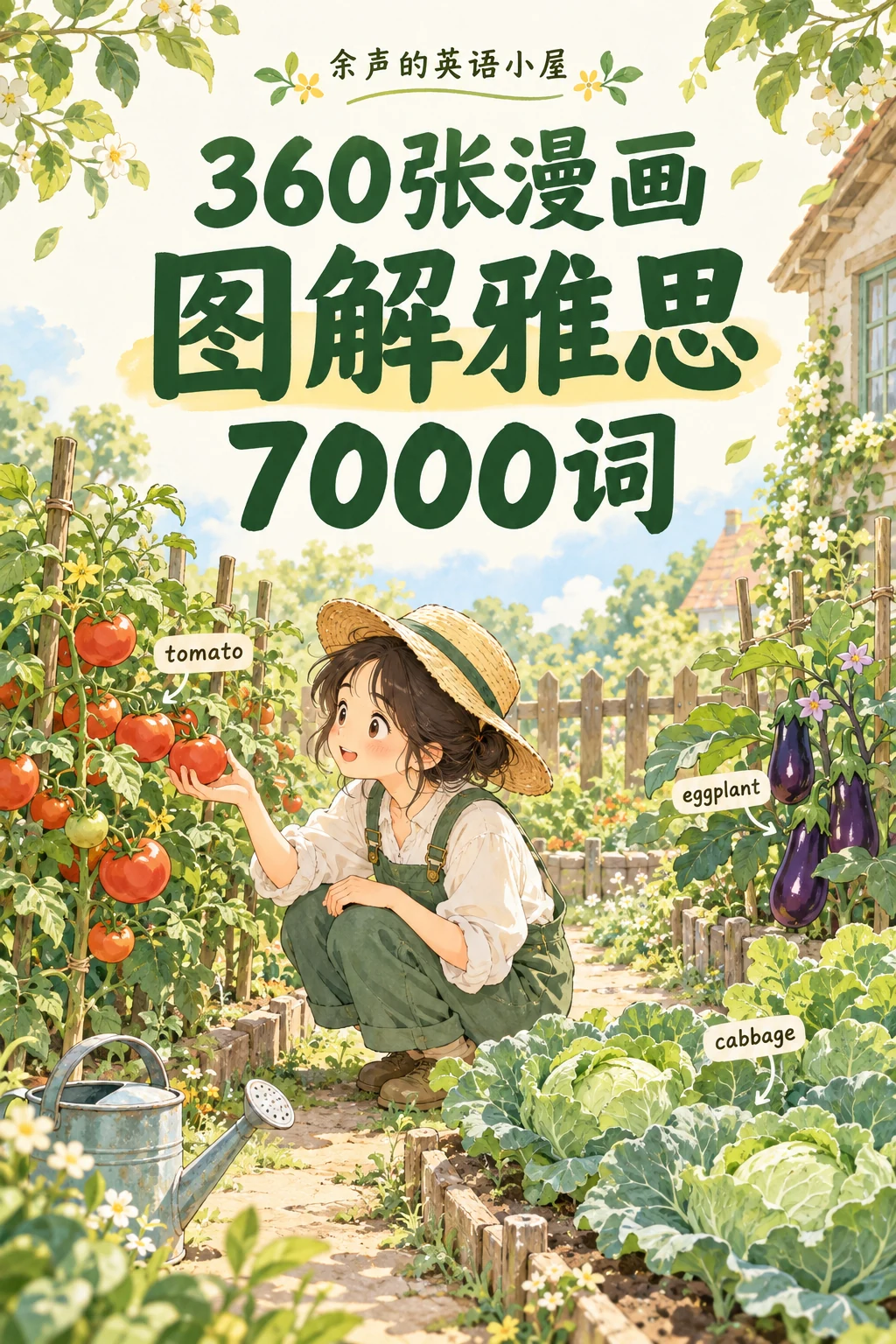 360张漫画图解雅思7000词，余声的英语小屋；蔬菜花园场景